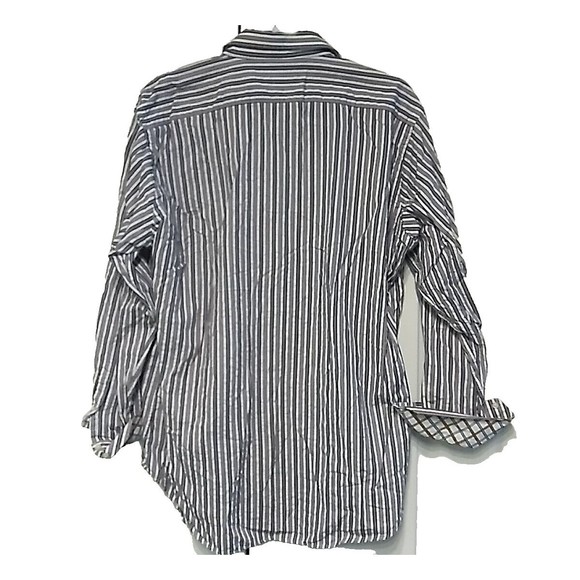 Thomas Dean TD Men's Size XXL Long Sleeve Striped Shirt Button Up Purple Blue - Picture 4 of 13